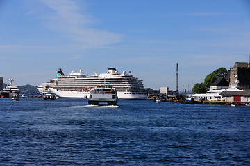 Image showing BERGEN HARBOR, NORWAY - MAY 27, 2017: Private boats on a row alo