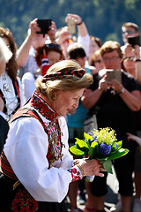 Image showing LOEN, NORWAY - MAY, 20 2017: Queen Sonja of Norway at the openin