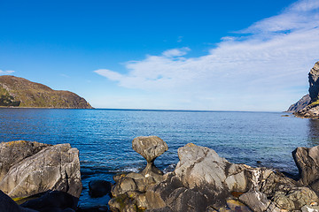 Image showing Kannesteinen is a special shaped stone located on the shore of O