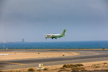 Image showing ARECIFE, SPAIN - APRIL, 16 2017: ATR 72 of Binter with the regis