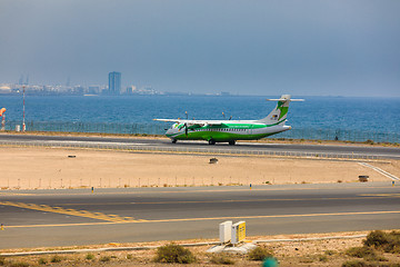 Image showing ARECIFE, SPAIN - APRIL, 16 2017: ATR 72 of Binter with the regis