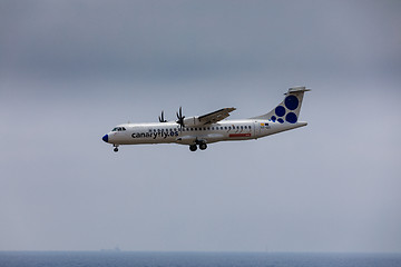 Image showing ARECIFE, SPAIN - APRIL, 16 2017: ATR 72 of canariafly.es with th