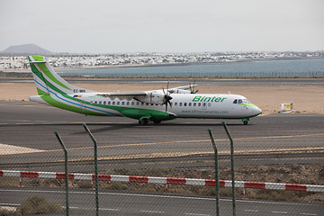 Image showing ARECIFE, SPAIN - APRIL, 15 2017: ATR 72 of Binter ready to take 