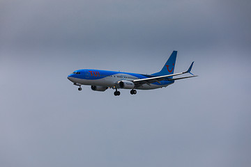 Image showing ARECIFE, SPAIN - APRIL, 16 2017: Boeing 737-800 of TUI with the 