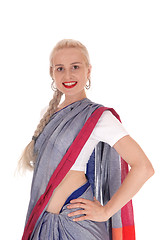 Image showing Smiling woman wearing an east Indian dress