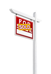 Image showing Left Facing Sold For Sale Real Estate Sign Isolated on a White B