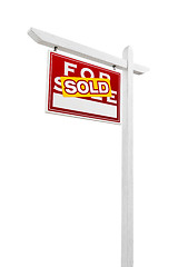 Image showing Left Facing Sold For Sale Real Estate Sign Isolated on a White B