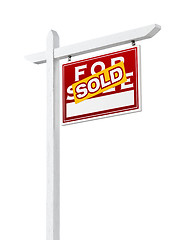 Image showing Right Facing Sold For Sale Real Estate Sign Isolated on a White 