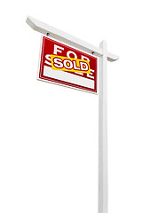 Image showing Left Facing Sold For Sale Real Estate Sign Isolated on a White B