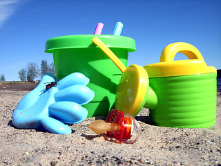 Image showing Beach toys on the beach