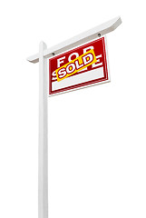 Image showing Right Facing Sold For Sale Real Estate Sign Isolated on a White 