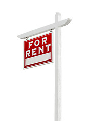 Image showing Left Facing For Rent Real Estate Sign Isolated on a White Backgo