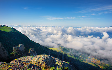 Image showing Clouds over the mountains