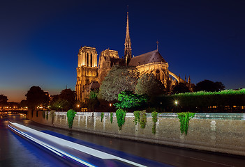 Image showing Notre Dame cathedral at night