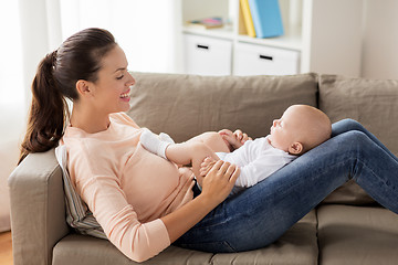 Image showing happy mother with little baby boy at home