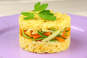 Image showing Saffron rice with crunchy vegetables