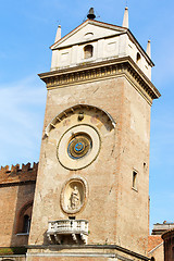 Image showing Clock tower of Palace of Reason in Mantua, Italy