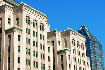 Image showing Old and new buildings in Montreal downtown