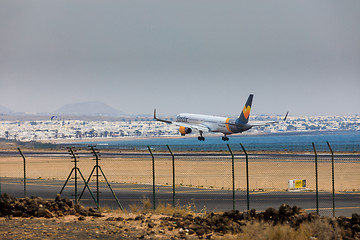 Image showing ARECIFE, SPAIN - APRIL, 16 2017: Boeing 757-300 of Condor with t