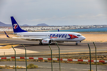 Image showing ARECIFE, SPAIN - APRIL, 15 2017: Boeing 737-800 of TRAVEL Servic