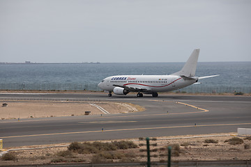 Image showing ARECIFE, SPAIN - APRIL, 15 2017: Boeing 737 - 300 of COBREX Tran