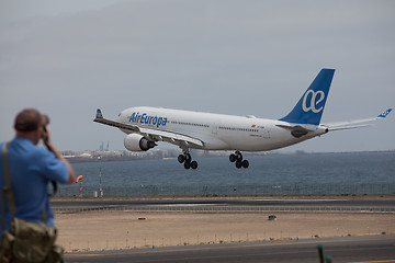 Image showing ARECIFE, SPAIN - APRIL, 15 2017: AirBus A330-200 of AirEuropa la