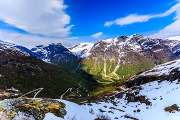 Image showing A winding and narrow road providing access to the mountain in St