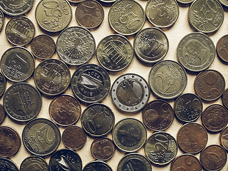 Image showing Vintage Euro coins background