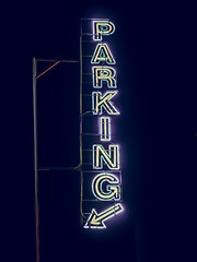 Image showing Vintage looking Parking sign neon light