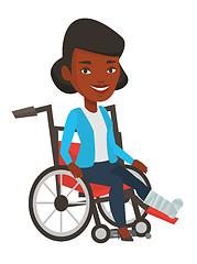 Image showing Woman with broken leg sitting in wheelchair.