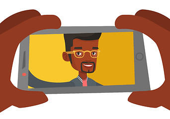 Image showing Young man making selfie vector illustration.