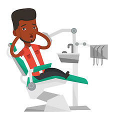 Image showing Scared patient in dental chair vector illustration