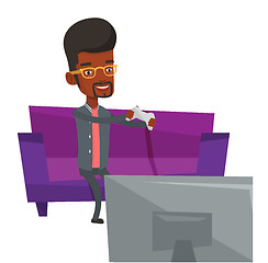 Image showing Man playing video game vector illustration.