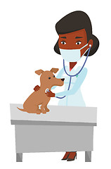 Image showing Veterinarian examining dog vector illustration.