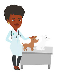 Image showing Veterinarian examining dogs vector illustration.