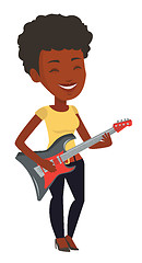 Image showing Woman playing electric guitar vector illustration.