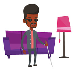 Image showing Blind man with stick vector illustration.