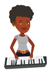 Image showing Woman playing piano vector illustration.