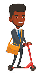 Image showing Man riding kick scooter vector illustration.