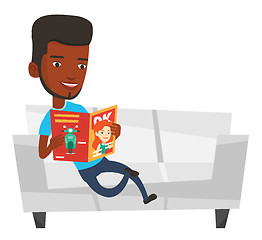 Image showing Man reading magazine on sofa vector illustration