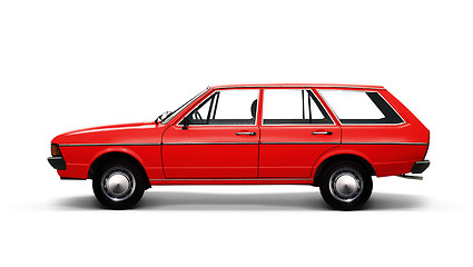 Image showing red retro car on white