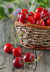 Image showing ripe cherries in a basket