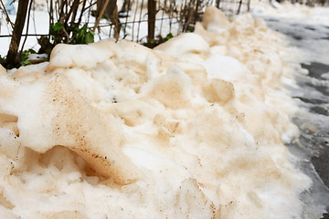 Image showing Red snow after sand from Sahara