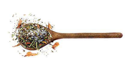 Image showing Salt with Petals and Herbs