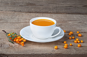 Image showing Seabuckthorn juice and berries