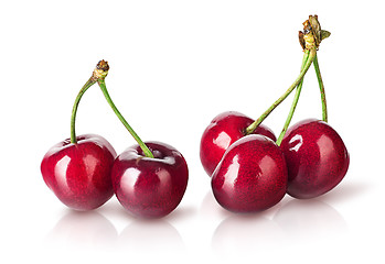 Image showing Several perfect sweet cherries