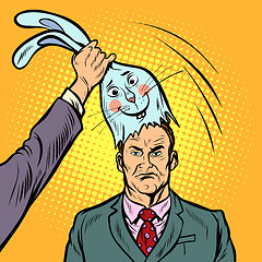 Image showing Negative man under the mask of a good Bunny