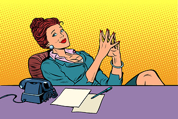 Image showing businesswoman boss sitting at the office Desk