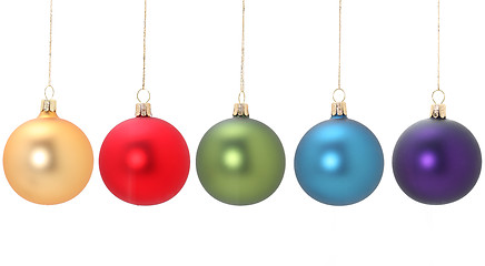 Image showing five christmas balls