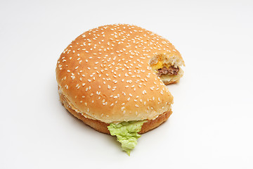 Image showing cheeseburger on white